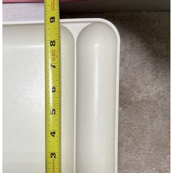 Tupperware Picnic Divided Trays Set of 2 Vintage Pink White Cafeteria Style - Picture 6 of 11